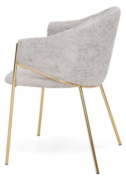 MebleMWM Krzesło Glamour DC-890-1 | jasny beż | boucle | złote nogi | OUTLET
