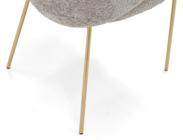 MebleMWM Krzesło Glamour DC-890-1 | jasny beż | boucle | złote nogi | OUTLET