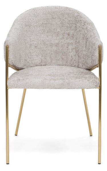 MebleMWM Krzesło Glamour DC-890-1 | jasny beż | boucle | złote nogi | OUTLET