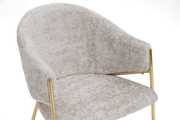 MebleMWM Krzesło Glamour DC-890-1 | jasny beż | boucle | złote nogi | OUTLET