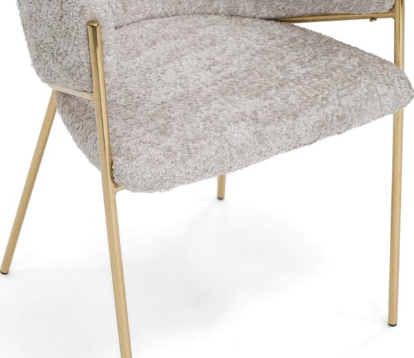 MebleMWM Krzesło Glamour DC-890-1 | jasny beż | boucle | złote nogi | OUTLET