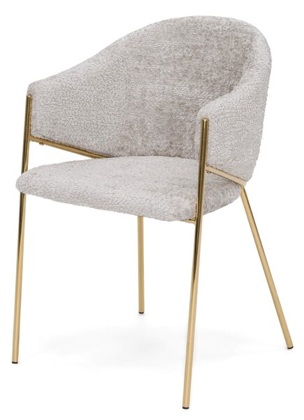MebleMWM Krzesło Glamour DC-890-1 | jasny beż | boucle | złote nogi | OUTLET