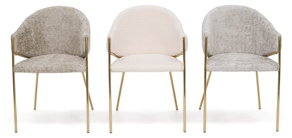 MebleMWM Krzesło Glamour DC-890-1 | jasny beż | boucle | złote nogi | OUTLET