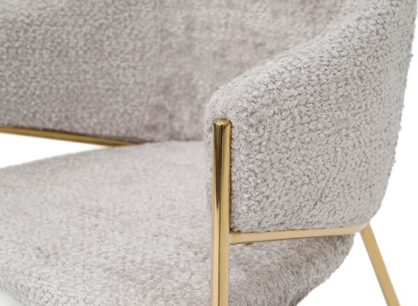 MebleMWM Krzesło Glamour DC-890-1 | jasny beż | boucle | złote nogi | OUTLET