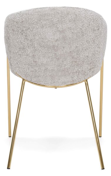 MebleMWM Krzesło Glamour DC-890-1 | jasny beż | boucle | złote nogi | OUTLET