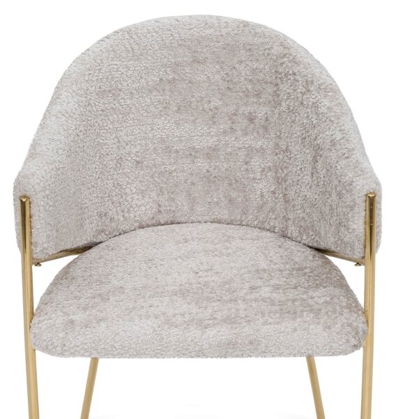 MebleMWM Krzesło Glamour DC-890-1 | jasny beż | boucle | złote nogi | OUTLET