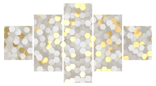 Obraz - Złoto - białe sześciokąty (125x70 cm)