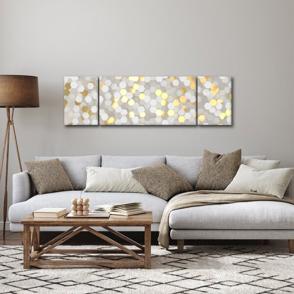 Obraz - Złoto - białe sześciokąty (170x50 cm)