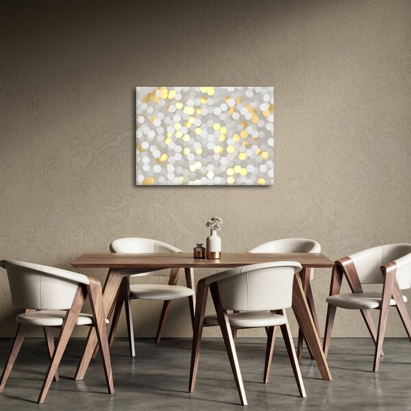 Obraz - Złoto - białe sześciokąty (70x50 cm)
