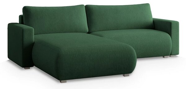 Ciemnozielona rozkładana narożna sofa TAFIRA, dwustronna