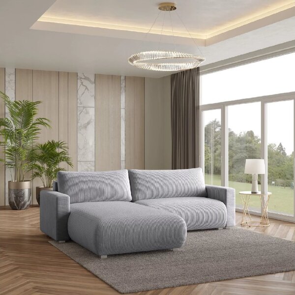Jasnoszara rozkładana narożna sofa TAFIRA, dwustronna