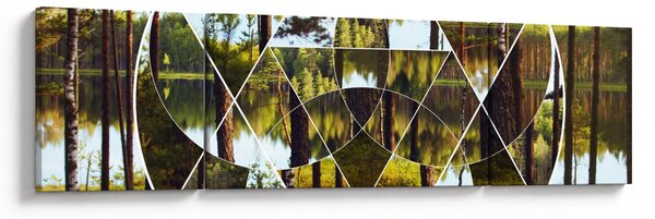 Obraz - Geometryczny kolaż na tle nordyckich lasów (170x50 cm)
