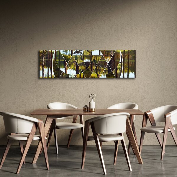 Obraz - Geometryczny kolaż na tle nordyckich lasów (170x50 cm)