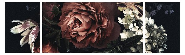 Obraz - Ciemne kwiaty (170x50 cm)