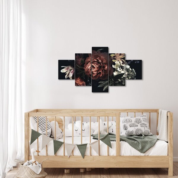 Obraz - Ciemne kwiaty (125x70 cm)