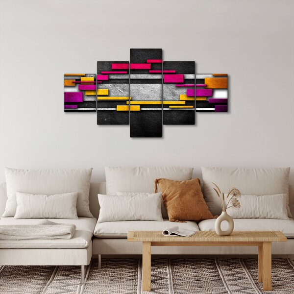 Obraz kolorowej abstrakcji na czarnym tle (125x70 cm)