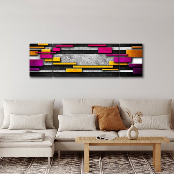 Obraz kolorowej abstrakcji na czarnym tle (170x50 cm)