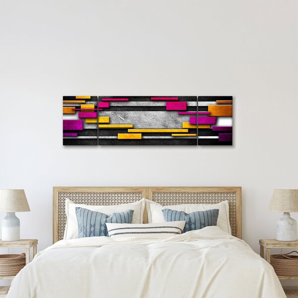 Obraz kolorowej abstrakcji na czarnym tle (170x50 cm)