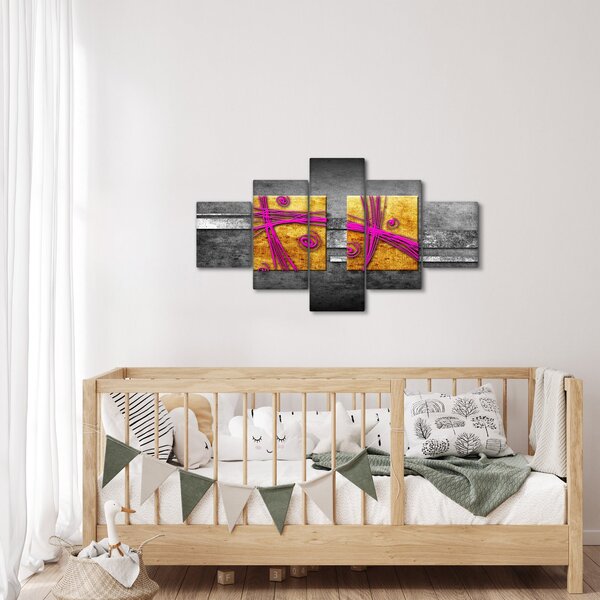 Obraz kolorowych kwadratów na czarnym tle (125x70 cm)