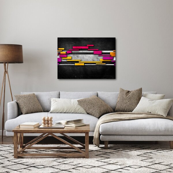 Obraz kolorowej abstrakcji na czarnym tle (70x50 cm)