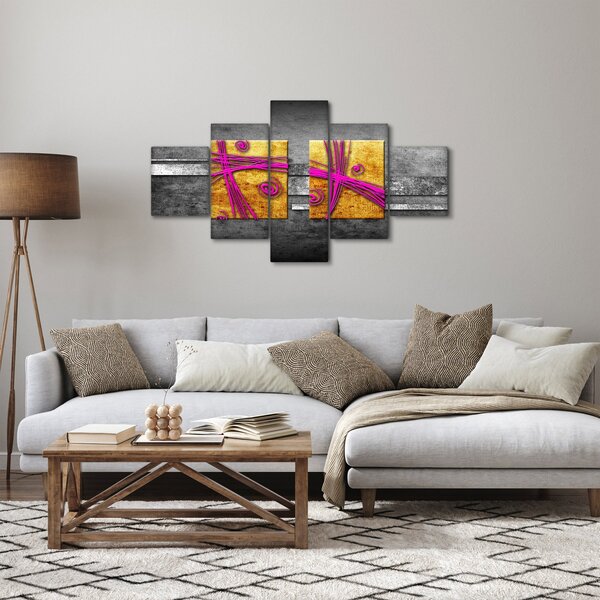 Obraz kolorowych kwadratów na czarnym tle (125x70 cm)