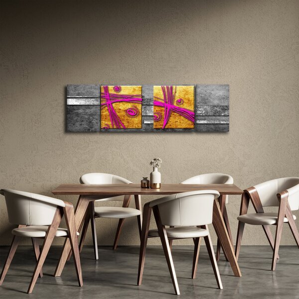 Obraz kolorowych kwadratów na czarnym tle (170x50 cm)