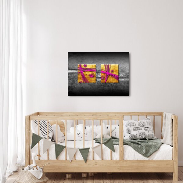Obraz kolorowych kwadratów na czarnym tle (70x50 cm)