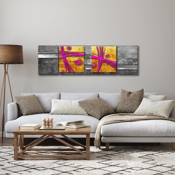 Obraz kolorowych kwadratów na czarnym tle (170x50 cm)