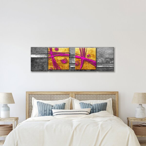 Obraz kolorowych kwadratów na czarnym tle (170x50 cm)