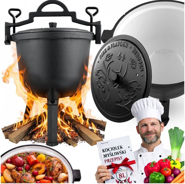 Garnek kociołek żeliwny Berdsen BD-481 emaliowany 11 L na ognisko grill trwały