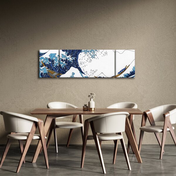 Obraz - Japoński rysunek, fale (170x50 cm)