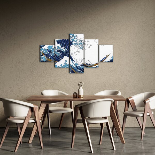 Obraz - Japoński rysunek, fale (125x70 cm)