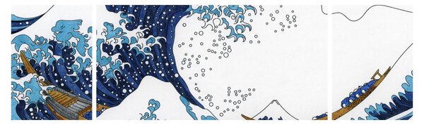 Obraz - Japoński rysunek, fale (170x50 cm)