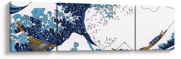 Obraz - Japoński rysunek, fale (170x50 cm)