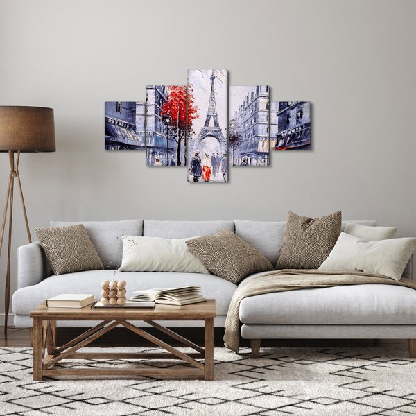 Obraz ulicy w Paryżu, obraz olejny (125x70 cm)