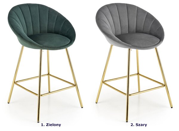 Szary tapicerowany hoker welurem w stylu glamour K3-N79