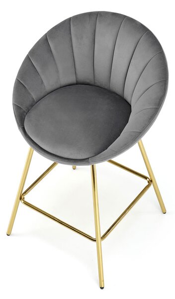 Szary tapicerowany hoker welurem w stylu glamour K3-N79