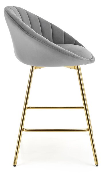 Szary tapicerowany hoker welurem w stylu glamour K3-N79