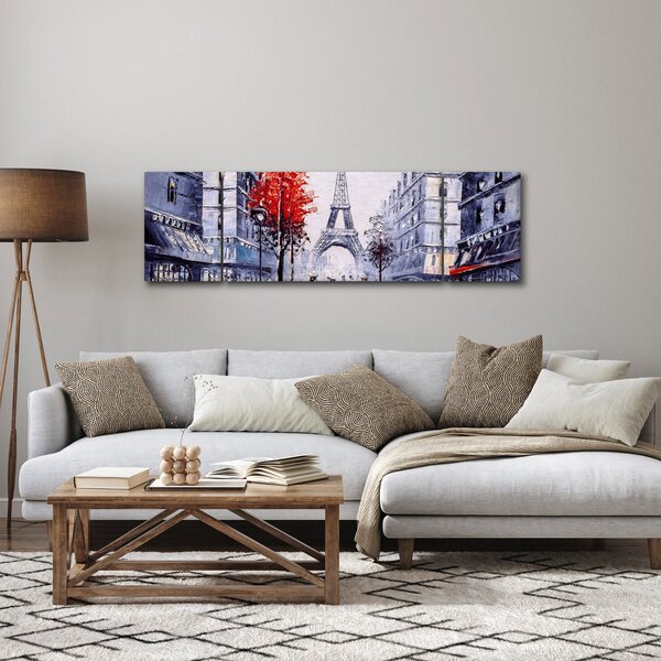 Obraz ulicy w Paryżu, obraz olejny (170x50 cm)