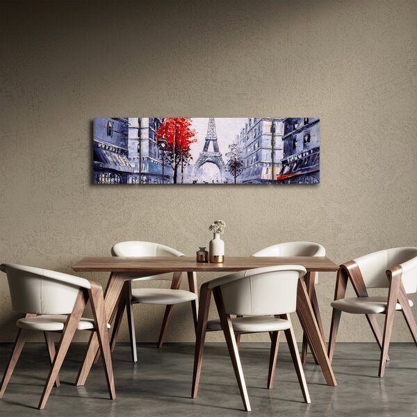 Obraz ulicy w Paryżu, obraz olejny (170x50 cm)