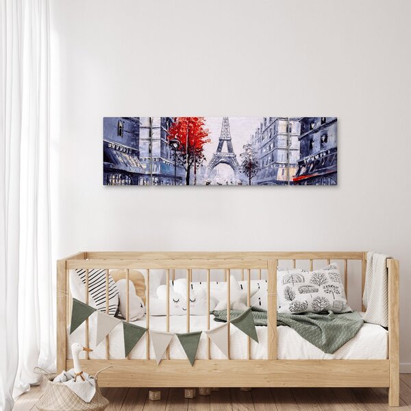 Obraz ulicy w Paryżu, obraz olejny (170x50 cm)