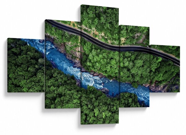 Obraz - Rzeka między górami, Kaukaz, Rosja (125x70 cm)