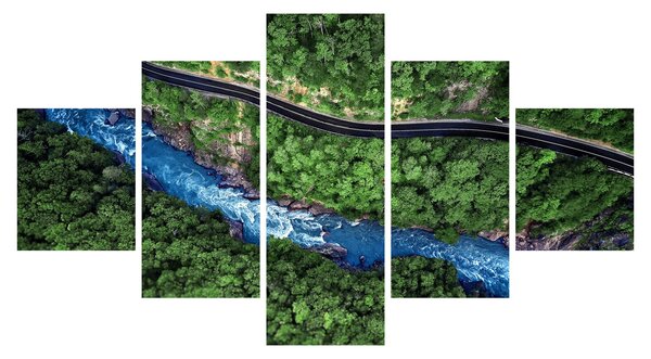 Obraz - Rzeka między górami, Kaukaz, Rosja (125x70 cm)