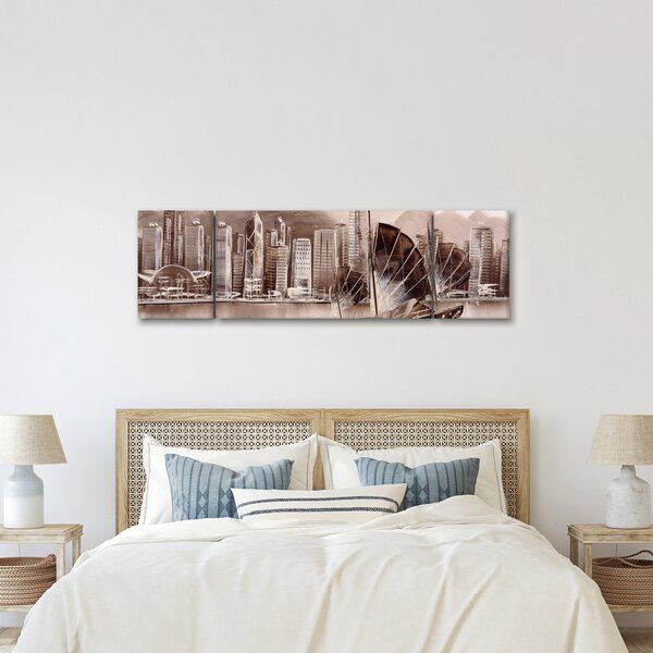 Obraz - Victoria Harbor, Hongkong, efekt sepii (170x50 cm)
