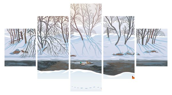 Obraz - Lis w zimowym krajobrazie (125x70 cm)