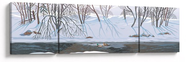 Obraz - Lis w zimowym krajobrazie (170x50 cm)