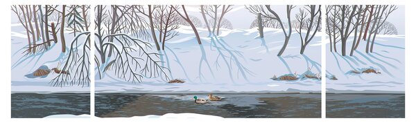 Obraz - Lis w zimowym krajobrazie (170x50 cm)