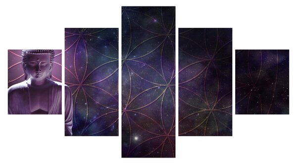Obraz - Budda z kwiatami życia (125x70 cm)
