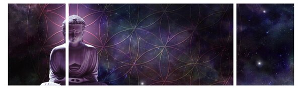 Obraz - Budda z kwiatami życia (170x50 cm)