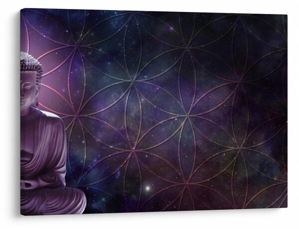 Obraz - Budda z kwiatami życia (70x50 cm)